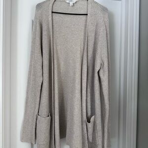 Market & Spruce Light Beige Open-Front Cardigan
